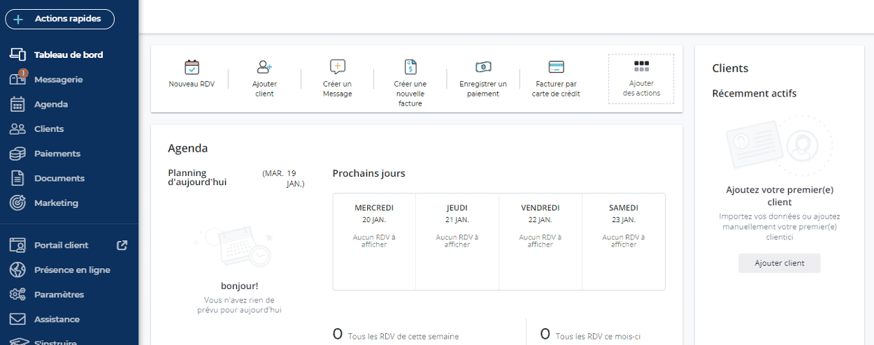 test et avis du logiciel de trésorerie facturation VCITA menu central