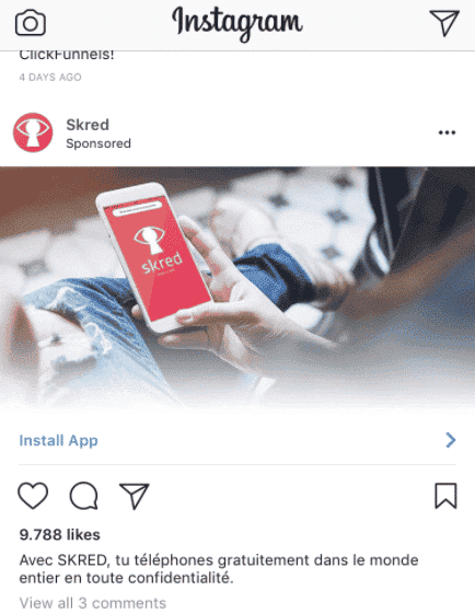 Publicité en ligne Instagram 