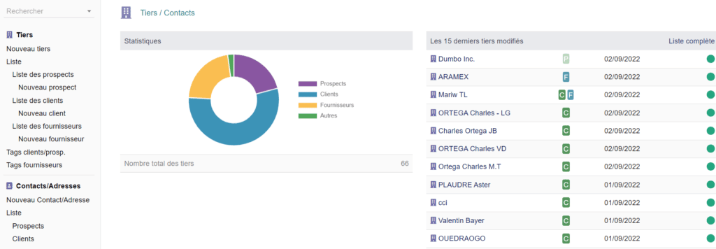 volet CRM Dolibarr