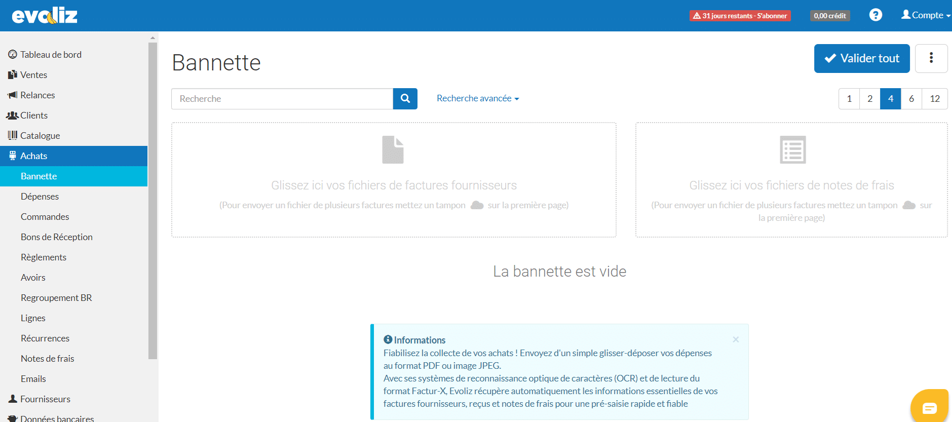 La bannette du logiciel Evoliz sur Le blog du dirigeant