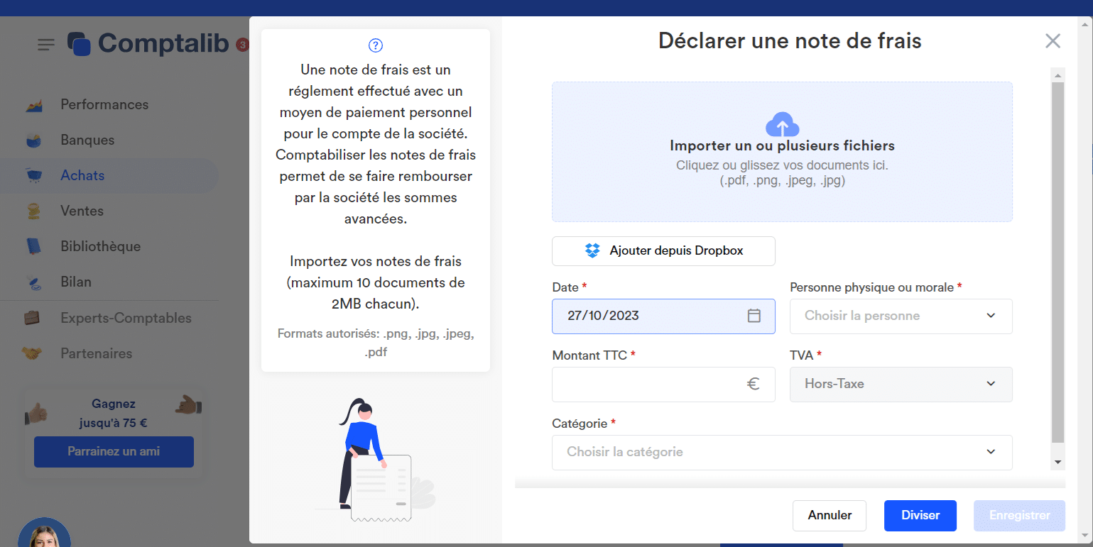 Le suivi des notes de frais avec le logiciel comptable Comptalib sur Le blog du dirigeant