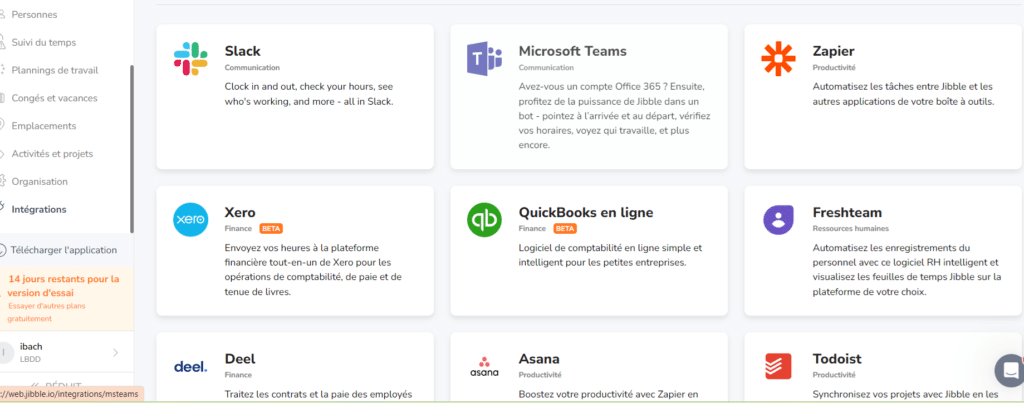 Connexions possibles avec le logiciel Jibble sur Le Blog du Dirigeant