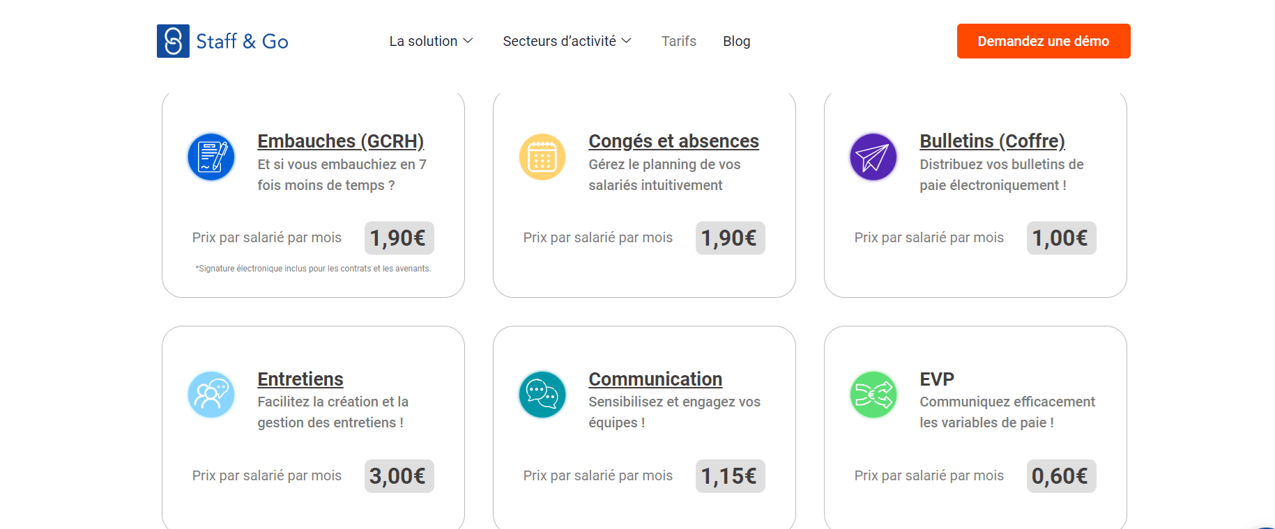 Les tarifs Staff & Go à la carte sur Le Blog du Dirigeant