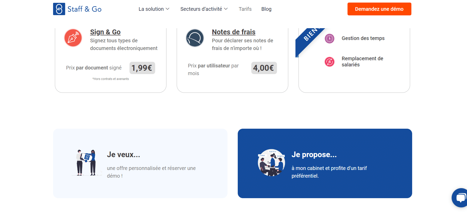 Les tarifs à la carte du logiciel Staff & Go sur Le Blog du Dirigeant